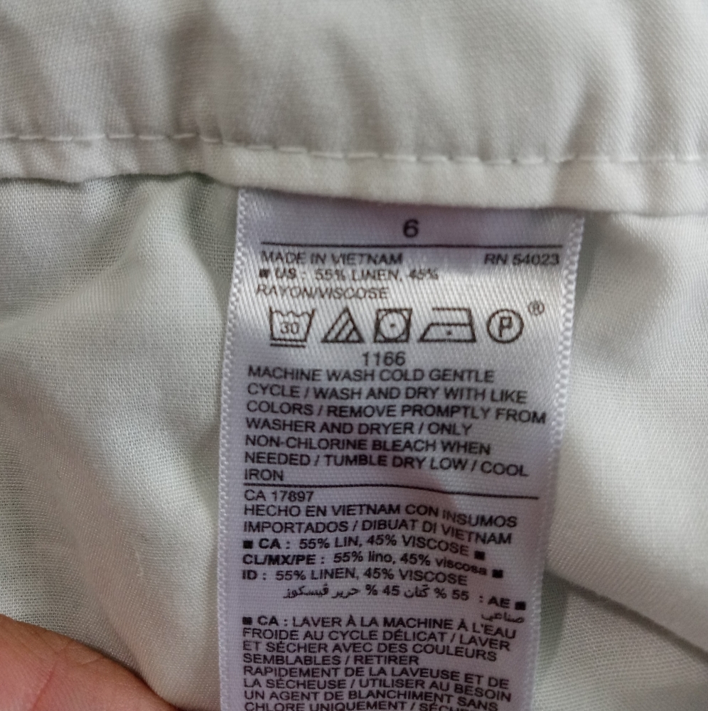 Old Navy Shorts Linen Philodendren Leaves Size 6 Green White - Picture 12 of 13
